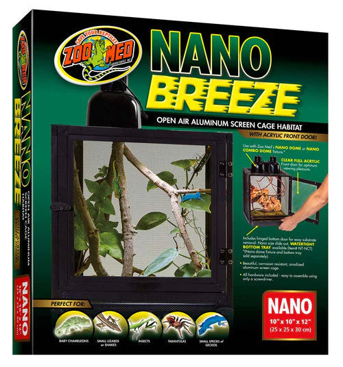 Zoo Med Nano Breeze Screen Cage 10 x 10 x12 - Aluminum Screen