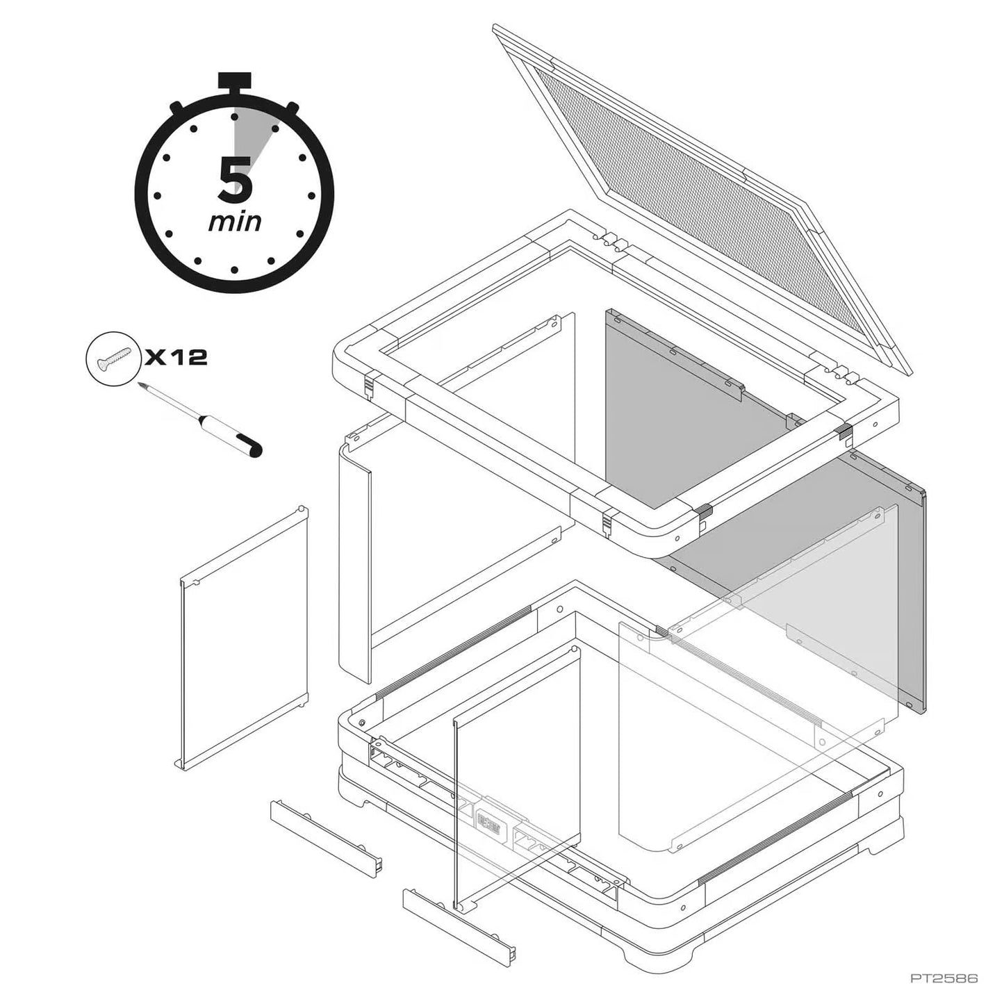 Exo Terra Vista 60 Panoramic Terrarium – 24"x18"x18" (Flat-Pack)