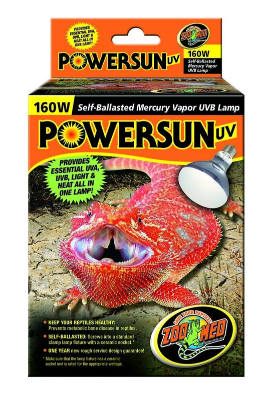 Zoo Med PowerSun UV (160W) - Maximum Output Heat, UVA, & UVB Mercury Vapor Lamp